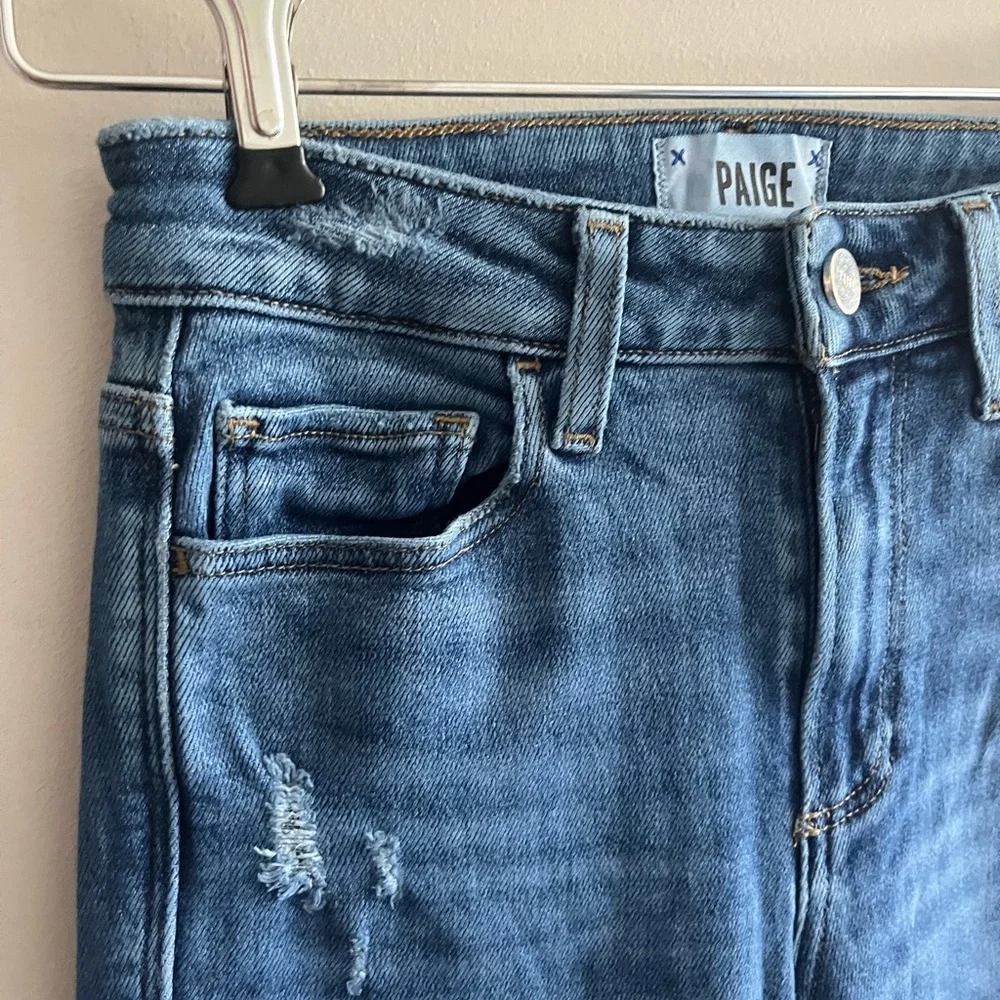 Paige Distressed Blue Hoxton Skinny High Rise Ankle Jeans Size 25